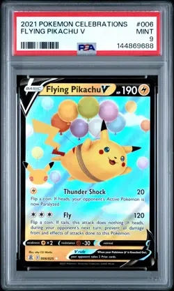 144869688 Flying Pikachu V 2021 Pokemon Sword & Shield Celebrations #006 PSA 9 - Image 1
