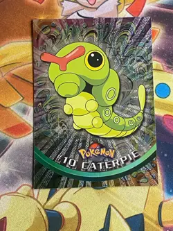 TOPPS - CATERPIE #10 - HOLO - NM - TV Animation Series 1 - BLACK LOGO - Pokemon - Image 1