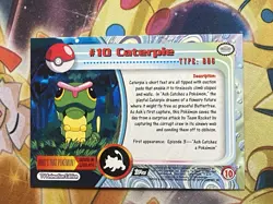 TOPPS - CATERPIE #10 - HOLO - NM - TV Animation Series 1 - BLACK LOGO - Pokemon - Image 2