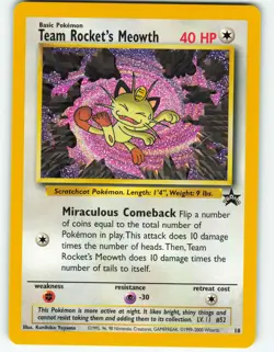 Team Rocket's Meowth - #18 WOTC Black Star Promo - Pokemon TCG - 2000 - Image 1