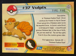 Pokemon Topps TV Animation Vulpix #37 Non Holo Blue Back LP - Image 2