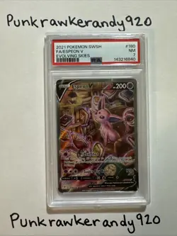 2021 POKEMON SWORD & SHIELD EVOLVING SKIES #180 FULL ART/ESPEON V PSA 7 - Image 1