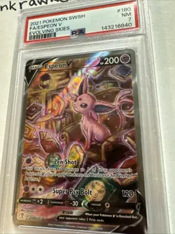 2021 POKEMON SWORD & SHIELD EVOLVING SKIES #180 FULL ART/ESPEON V PSA 7 - Image 3