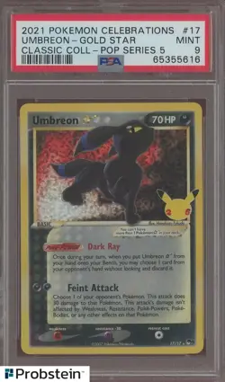 2021 Pokemon Celebrations #17 Umbreon Gold Star Pop Series 5 PSA 9 - Image 1