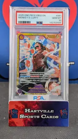 One Piece CCG Monkey D. Luffy Psa 10 Gem Mint 2025 EB02 061 English - Image 1