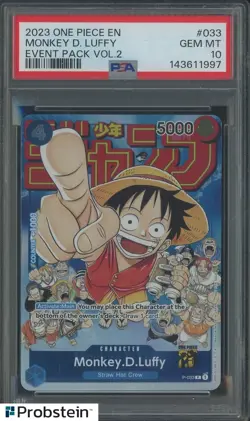 2023 One Piece EN Event Pack Vol. 2 #033 Monkey D. Luffy PSA 10 GEM MINT - Image 1