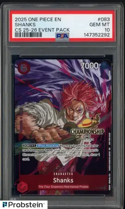 2025 One Piece EN CS 25-26 Event Pack #083 Shanks PSA 10 GEM MINT - Image 1