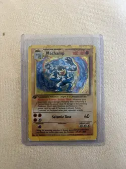Machamp 8/102 Holo Base Set Pokemon Card (card stains pictured) - Image 1