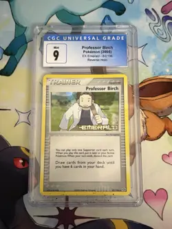 CGC 9 Professor Birch 82/106 EX Emerald Reverse Holo Pokemon Card 2005 - Image 1