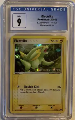 CGC 9 Electrike Emerald 47/106 Reverse Holographic Pokemon Card - Image 2