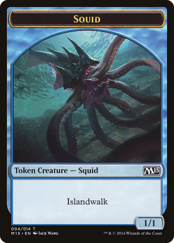 SQUID TOKEN x4 mtg LP M15 Magic Core 2015 - Image 1