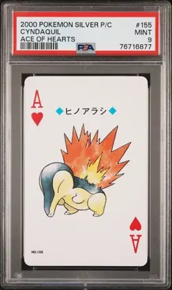 Cyndaquil Ace of Hearts 2000 Pokemon Silver Playing Card PSA 9 Mint - Image 1