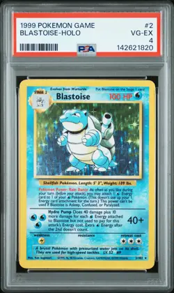 1999 POKEMON BASE SET UNLIMITED #2 BLASTOISE-HOLO PSA 4 - Image 1