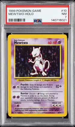 1999 POKEMON GAME #10 MEWTWO-HOLO PSA 7 - Image 1