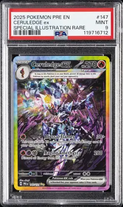 2025 POKEMON PRE EN-PRISMATIC EVOLUTIONS #147 CERULEDGE EX PSA 9 - Image 1
