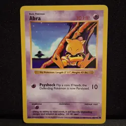 1999 Abra Old Pokemon Base Set Shadowless 43/102 Vintage Original 1st Year Card - Image 1