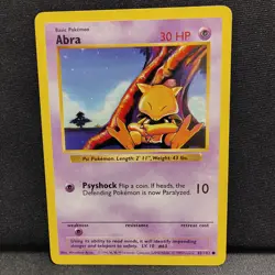 1999 Abra Old Pokemon Base Set Shadowless 43/102 Vintage Original 1st Year Card - Image 3