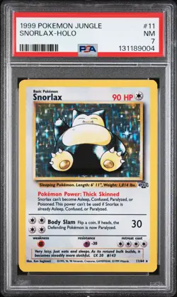 1999 POKEMON JUNGLE #11 SNORLAX-HOLO PSA 7 - Image 1