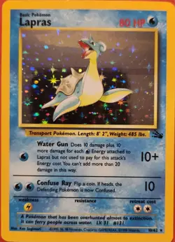 Pokemon TCG Lapras Fossil Holo Rare 10/62 1999 Basic Ken Sugimori 80 HP - Image 1