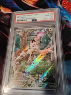 Pokemon Meowth 106/094 Illustration Rare Phantasmal Flames Psa10 - Image 1