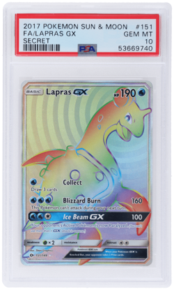 2017 Pokemon Sun and Moon Lapras Gx Secret Rare #151 PSA 10 - Image 1