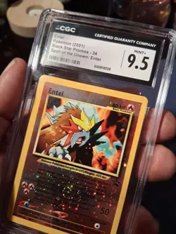 ✨2001 Pokemon Black Star Entei Promo CGC 9.5 / PSA 10 #34 With Nice Swirl - Image 1