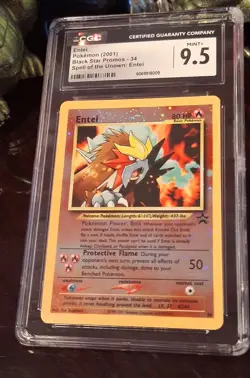 ✨2001 Pokemon Black Star Entei Promo CGC 9.5 / PSA 10 #34 With Nice Swirl - Image 3