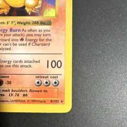 Pokemon TCG Charizard Base Set Shadowless Holo Rare 004/102 120 HP 1999 - Image 4