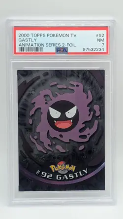 2000 Topps Pokemon TV Animation Series 2 #92 Gastly Foil Blue Logo PSA 7 NM! - Image 1