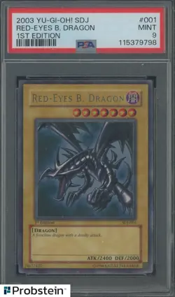 2003 Yu-Gi-Oh! SDJ 1st Edition #001 Red-Eyes B. Dragon SPA 9 MINT - Image 1