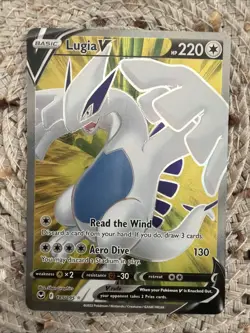 Pokemon Lugia v Silver Tempest TCG Full Art SWSH Holo Ultra Rare Card 185/195 - Image 1