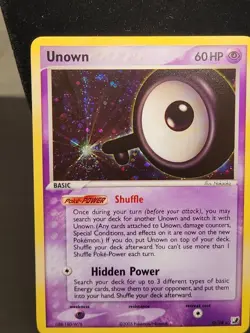 UNOWN Q Q/28 EX Unseen Forces HOLO rare Pokemon TCG card CLEAN Swirl Perfect - Image 1