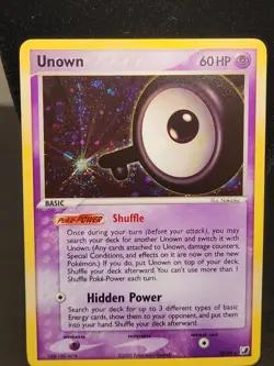 UNOWN Q Q/28 EX Unseen Forces HOLO rare Pokemon TCG card CLEAN Swirl Perfect - Image 2