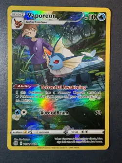Vaporeon TG02/TG30 Swsh09 Trainer Gallery Holo Card Brilliant Stars Full Art - Image 1