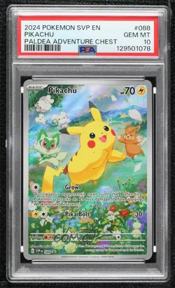 Pikachu (Paldea Adventure Chest) Holo Pokemon Scarlet & Violet Black Star PSA 10 - Image 1