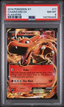 Pokemon 2014 XY Flashfire 11/106 Ultra Rare Holo Charizard EX PSA 8 - Image 1