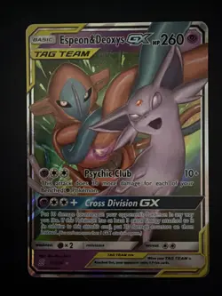 Espeon and Deoxys GX 72/236 Pokemon TCG Unified Minds Tag Team Ultra Rare - NM - Image 1