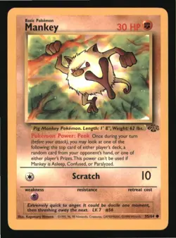 Mankey 55/64 Common Jungle Pokemon Unlimited Lightly Played - Image 1