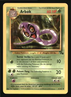 Arbok 31/62 Uncommon Fossil Pokemon Unlimited Lightly Played - Image 1
