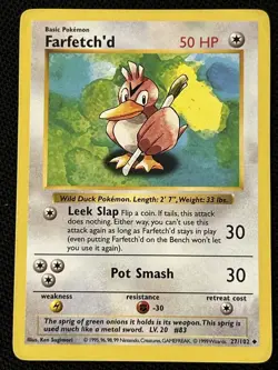 Pokemon Farfetch'd 027/102 Base Set (Shadowless) *Near Mint* - Image 1