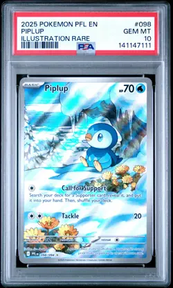 2025 POKEMON PFL EN-PHANTASMAL FLAMES ILLUSTRATION RARE #098 PIPLUP PSA 10 - Image 1