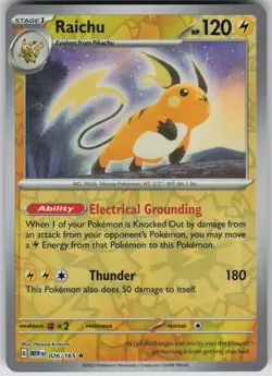Pokemon TCG Raichu Rare Reverse Holo SV: Scarlet & Violet 151 026/165 - Image 1