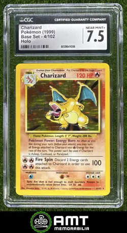 Charizard Holo CGC 7.5 1999 Pokemon Base Set #4/102 1006 - Image 1