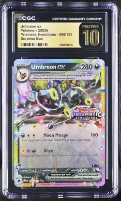 CGC Pristine 10 Umbreon ex Prismatic Evolutions Surprise Box 2025 Pokemon #060 - Image 1