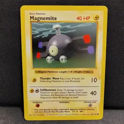 1999 Magnemite Pokemon Base Set Shadowless 53/102 Vintage Original 1st Year Card - Image 3