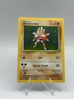 Pokemon TCG Hitmonchan Base Set Holo Unlimited Rare Card 7/102 LP Condition - Image 1