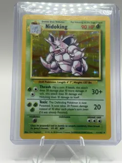 Pokemon TCG Nidoking Base Set Holo Rare Card 11/102 Shadowless NM-LP - Image 3