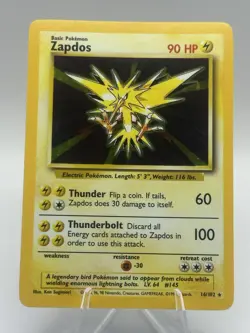 Pokemon Card - Zapdos 16/102 Holo Rare Base Set - WOTC - NM - LP - Image 1