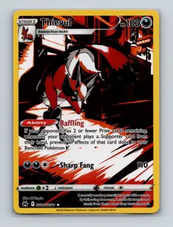 Thievul GG17 2023 Pokemon Crown Zenith Galarian Gallery Card NM+ - Image 1