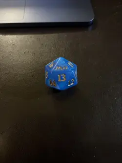 Oversized MTG d20 Spindown 20-sided Life Counter die Core Set 2021 Blue M21 - Image 1